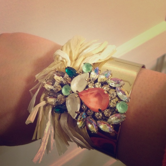 Anthro jeweled raffia cuff - Picture 2 of 4