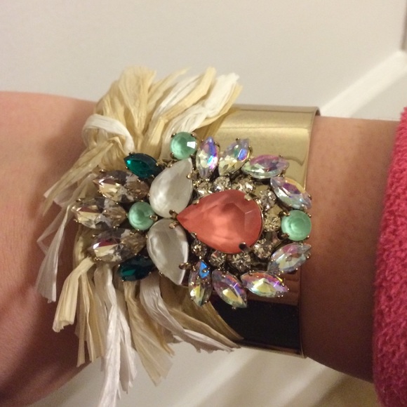 Anthro jeweled raffia cuff - Picture 3 of 4