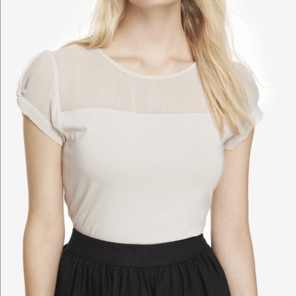 Fitted Chiffon Yoke T-shirt