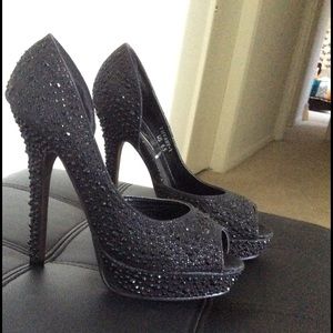 Swarovski Crystal Encrusted Open-toe Pumps