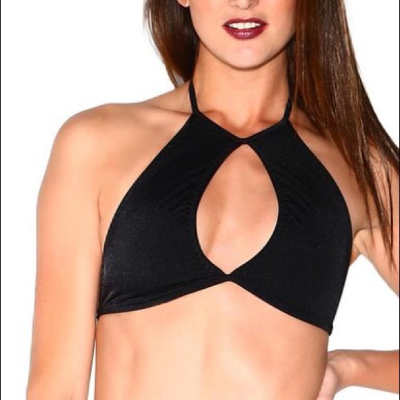 black keyhole bikini top