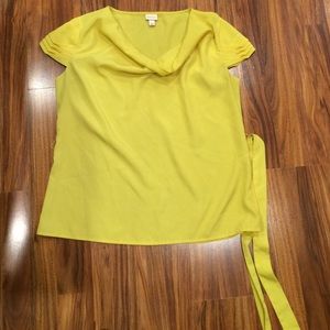 Merona yellow blouse top with belt large L Merona yellow blouse top with belt large L