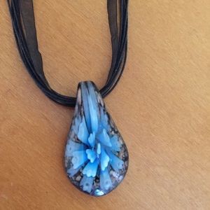 Unique blue and black necklace