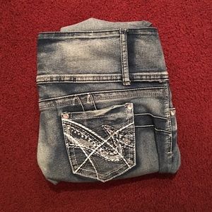 High waist torn detailed stretch skinny jeans