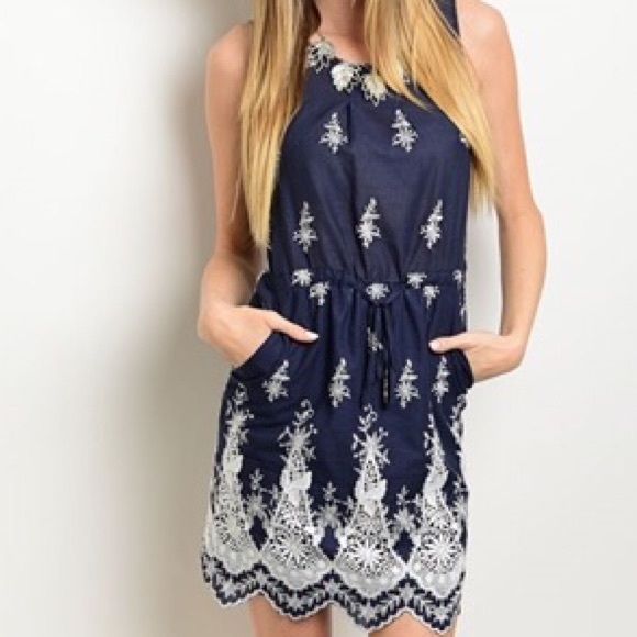 Last 1! floral Embroidered Tank Dress - Picture 3 of 4