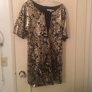 Black and Gold sequin shift dress
