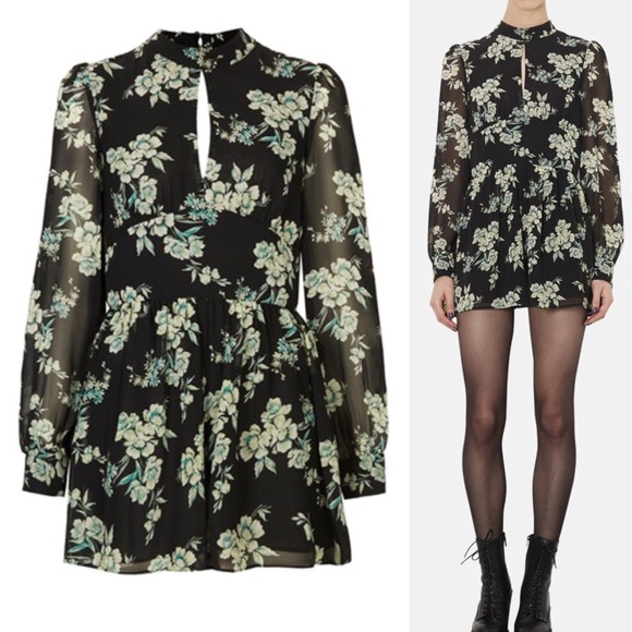 Topshop Other - TopShop Long Sleeve Floral Print Romper Jumpsuit