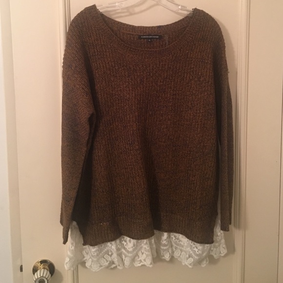 Foreign Exchange oversized sweater w lace detail