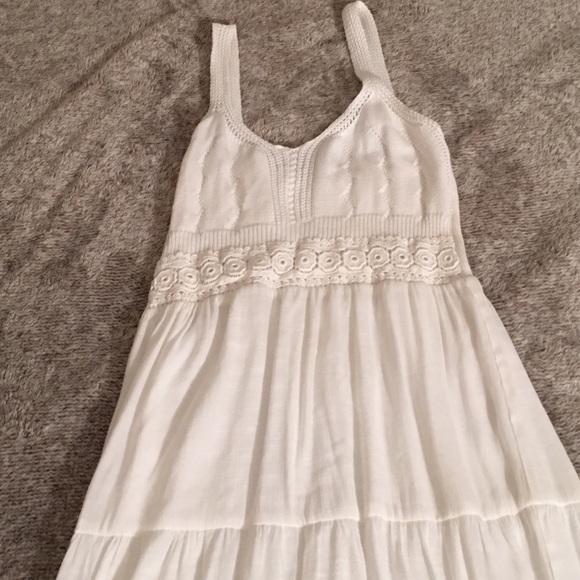 Boho Crochet white summer midi dress