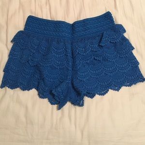Blue lace shorts. Size M.