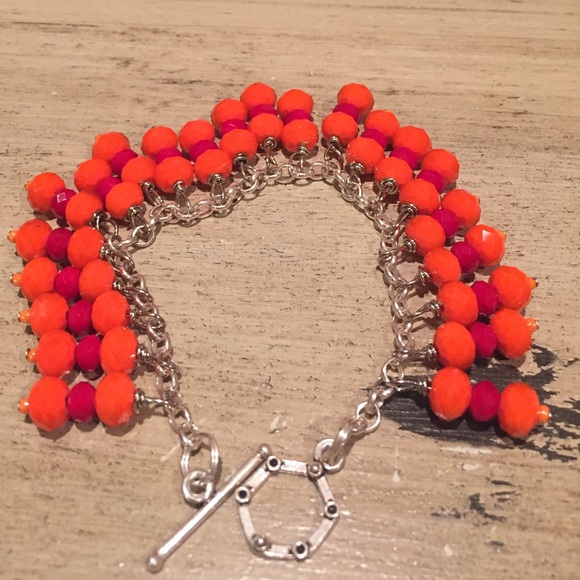 Orange and red crystal bracelet - Picture 2 of 4