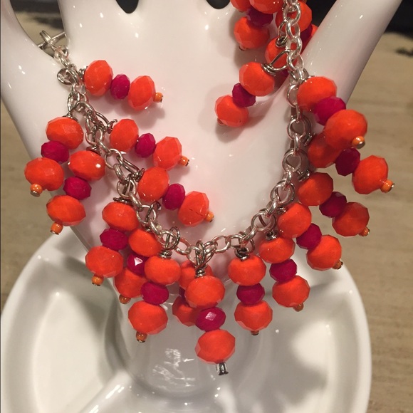 Orange and red crystal bracelet - Picture 3 of 4