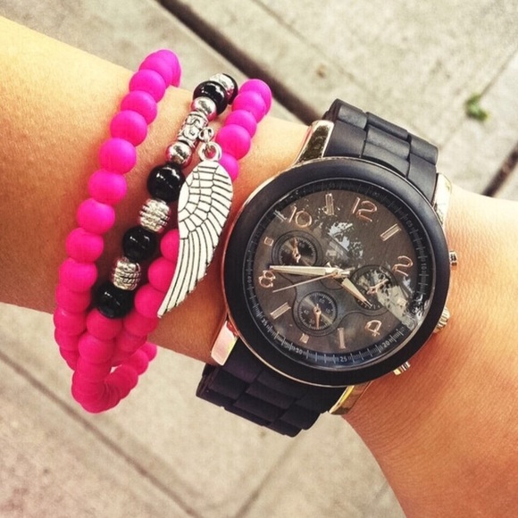 T&J Designs Jewelry - Neon Pink Wing Charm Bracelet/Necklace