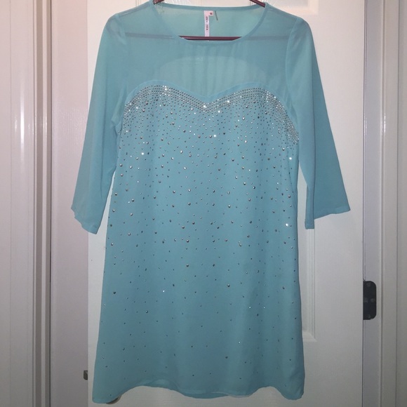 Blue Evening Shift Dress