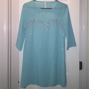 Blue Evening Shift Dress