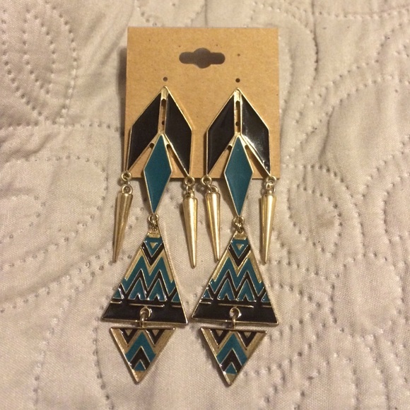 Gold Spiked & Triangle Earrings