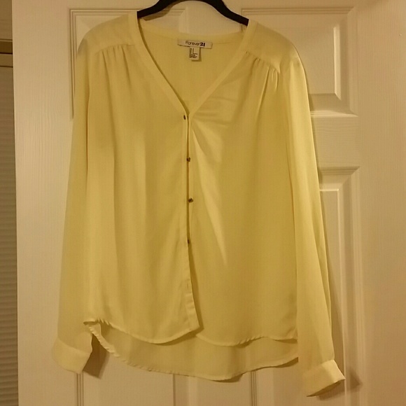 Forever 21 yellow chiffon blouse