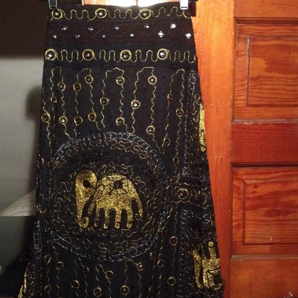 Beautiful black and gold elephant skirt