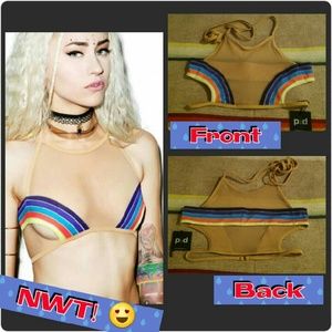 Pacific & Driftwood Double Rainbows Bikini Top