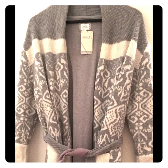 Belted long fair aisle cardigan