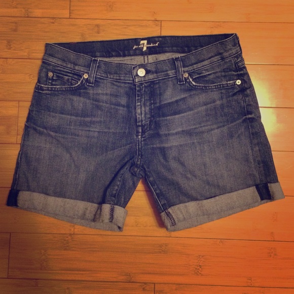 7 for all mankind denim rolled cuff shorts