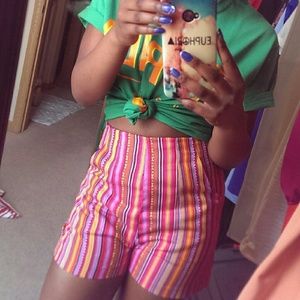 High-waisted Striped Shorts