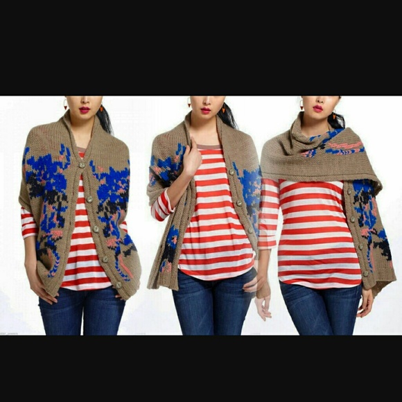 Lucia Delphinium Wool Sweater/Wrap- Anthropologie - Picture 2 of 8