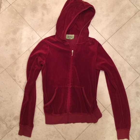 Juicy Couture Red Hooded Velour Tracksuit Top