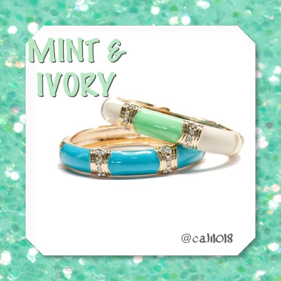 🆕Mint & Ivory Enamel Bangle Bracelet