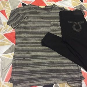 Gilded intent grey stripe shirt