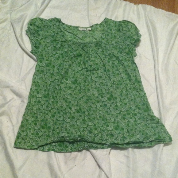 Green and white blouse