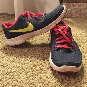 Pink and navy flex run Nikes