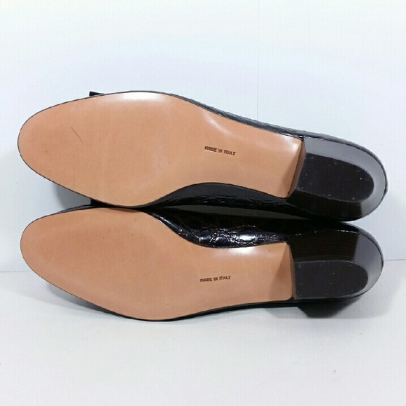 NEW Ferragamo Vara Bow Brown Croc w/Gold Buckle - Picture 4 of 4