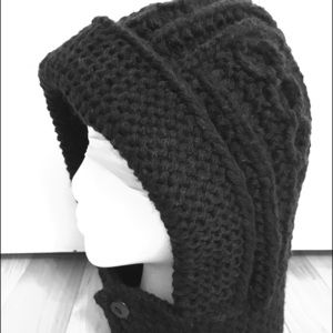 Cable knit hood