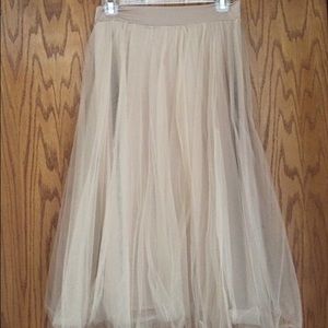 Champagne Tulle Midi Skirt