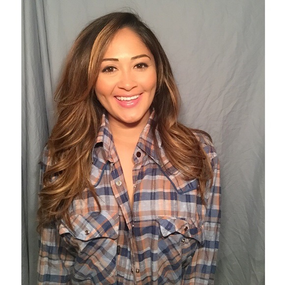 Plaid button down top