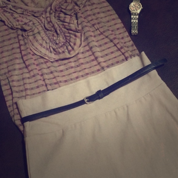 Tan pencil skirt from Charlotte Russe.