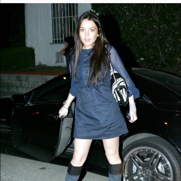 Navy blue dress as seen on Lindsey Lohan