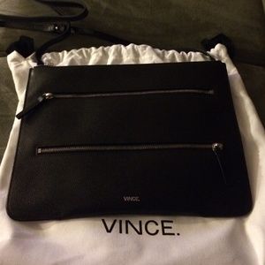 Vince Black Leather Crossbody Pouch