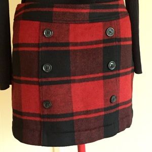 wool plaid mini skirt
