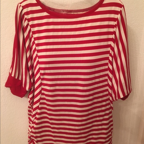 Blouse, red and white stripes