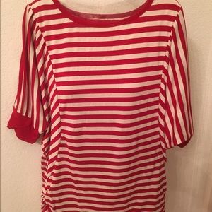 Blouse, red and white stripes