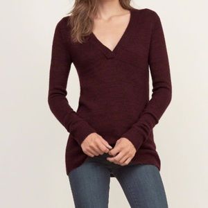 maroon v-neck sweater