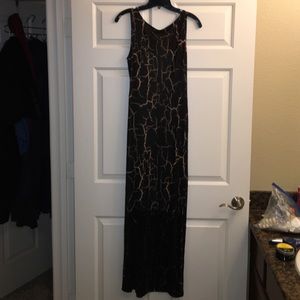 Nicole Miller (NYC) black/nude crackle print Gown