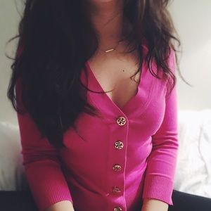 Hot Pink Tory Burch Cardigan