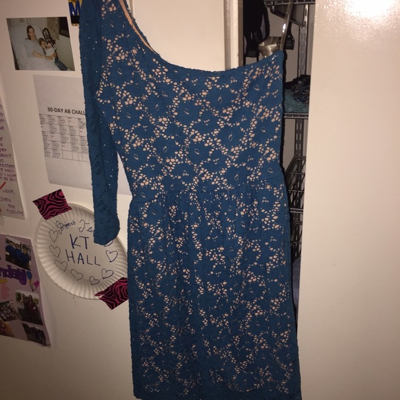 One shoulder Dark Teal Dress