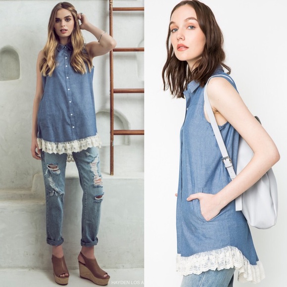 🚨1 HR SALE🚨VIVIENNE sleeveless shirt dress DENIM - Picture 4 of 4