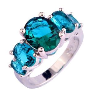 Beautiful Blue Topaz Ring Oval Cut - Size 6