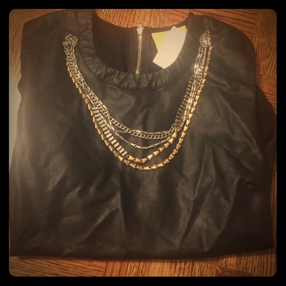 NWT Faux Leather Peplum Maeve Top