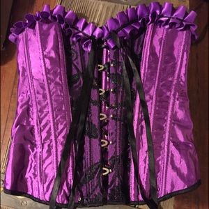 Purple Steel Boned Overbust Corset w/ Black Lace
